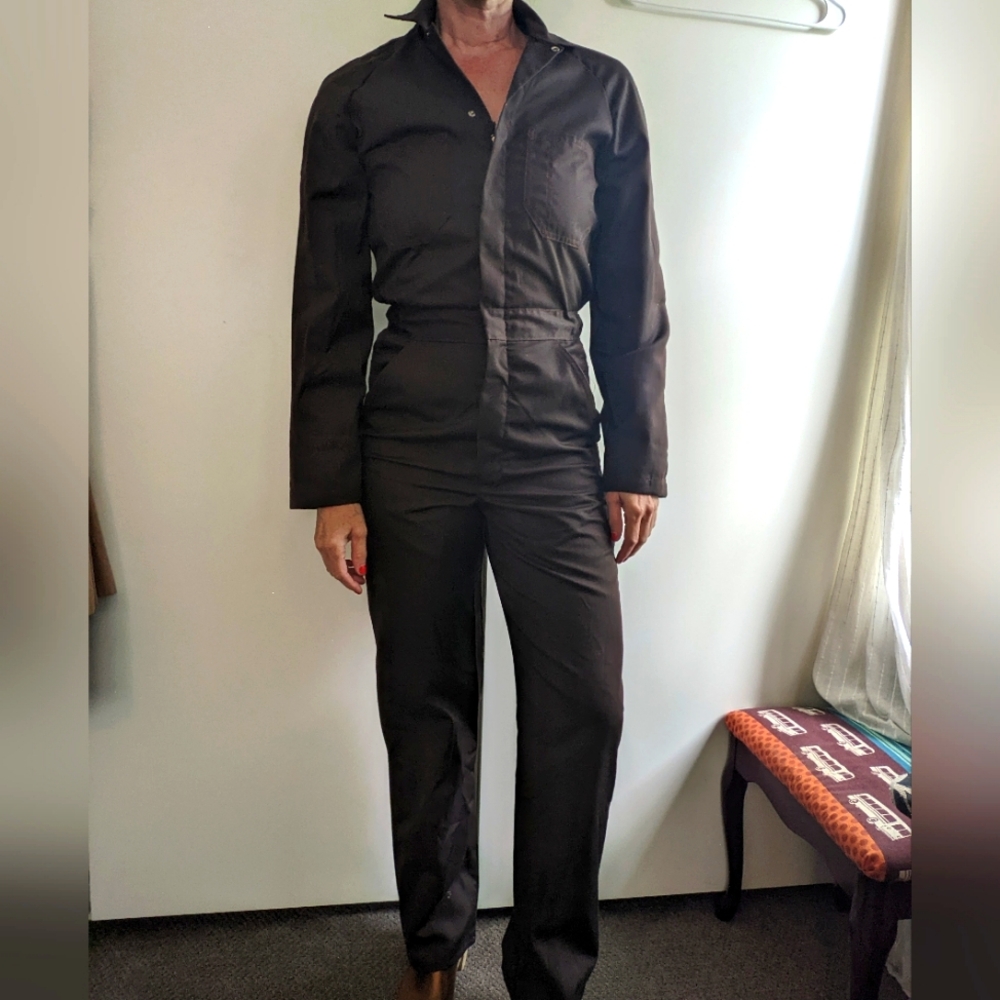 Vintage jumpsuit Utility suit Set Press Union made size 34 NWOT Brown